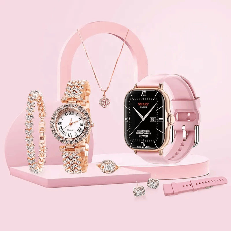 A58 Smart Watch 5 in 1 Combo With Jewelry Set